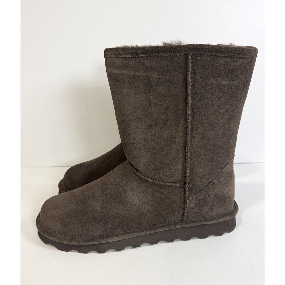 Bearpaw Elle Short Wide Suede Sheepskin Wool Boots Women US 13 Brown - Picture 4 of 11